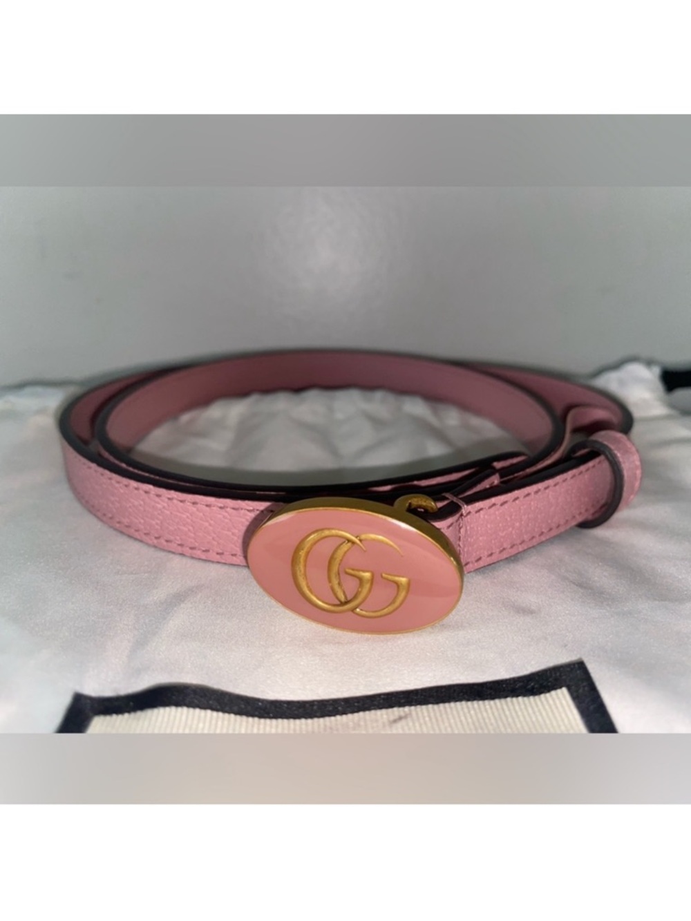 Gucci Pink Skinny Leather Belt - Picture 2 of 5